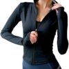 2024 Women Sport Jacket Zipper Yoga Coat Clothes Quick Dry Fitness Jacket Running Hoodies Thumb Hole Sportwear Gym Workout Top