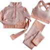 3Pcs Seamless Yoga Gym Fitness Clothing Women Suit Sportswear Female Workout Leggings Top Clothes Training