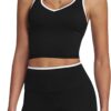 ABOCIW Workout Sets for Women 2 Piece Color Block V Neck Racerback Tank Top Built in Bra High Waist Shorts
