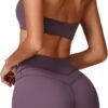 ABOCIW Workout Sets for Women 2 Piece V Neck Twist Back Sports Bra High Waist Biker Shorts Yoga Outfits