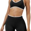 ABOCIW Workout Sets for Women Color Block Sports Bra Hidden Scrunch High Waist Biker Shorts 2 Piece Gym Yoga Outfits