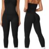 ABOCIW Workout Sets for Women Seamless Scunch Butt Lifting Impact Leggings Longline Strappy Top 2 Piece Gym Outfits
