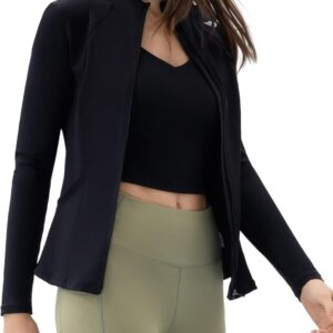 Angel season Womens Zip Up Jackets Mock Lightweight Fitted Turtleneck Cold Weather Athletic Workout Clothes with Pockets