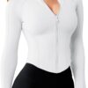 AVGO Women's Workout Jacket Lightweight Zip Up Cropped Yoga Jackets Slim Fit Athletic Tops with Thumb Holes
