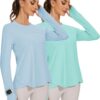 Blingfit Women's Workout Tops Long Sleeve Running Hiking Athletic Gym Shirts Lightweight UPF50+ UV Rash Guard Sun Protection