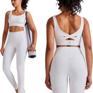 DAISHA Women\u2019s 2 Piece Yoga Workout Outfits Sets,Seamless Yoga Leggings with Padded Stretchy Sports Bra,Gym Clothes.