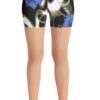 Edwin Vonholy Yoga Shorts for Women Girls High Waisted Pants Blue Flower Fair White