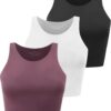 Yeawinta Workout Crop Tops for Women Cropped Racerback Halter Neck Shirts Sleeveless Yoga Tops Pack