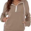 ZAFUL Womens Hoodies Half Zip Up 2025 Fall Fashion Hooded Sweatshirts with Pockets Contrast Pullover Outfits Clothes